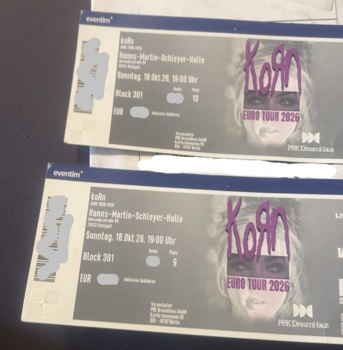 Korn tickets 2026 - 2, stuttgart