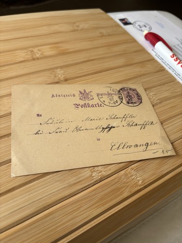 Württemberg postkarte 1887 - postkarte,